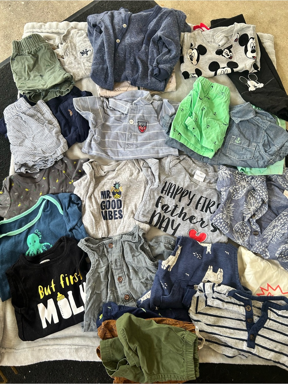 Kids Mixed Clothing Bundle - Blue, Green, Gray Assortment